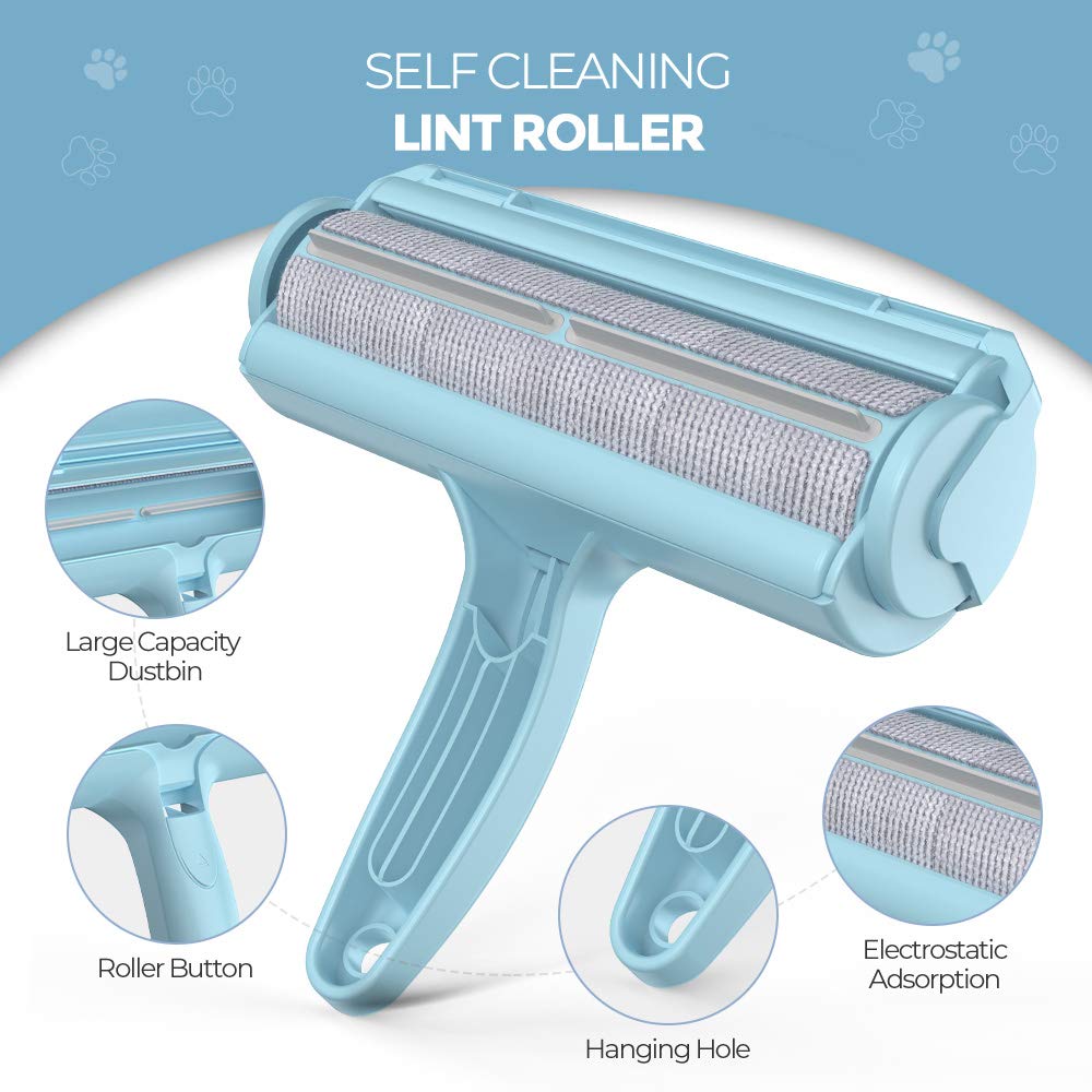 DELOMO Pet Hair Removal Tool on bed removing fur after naps.