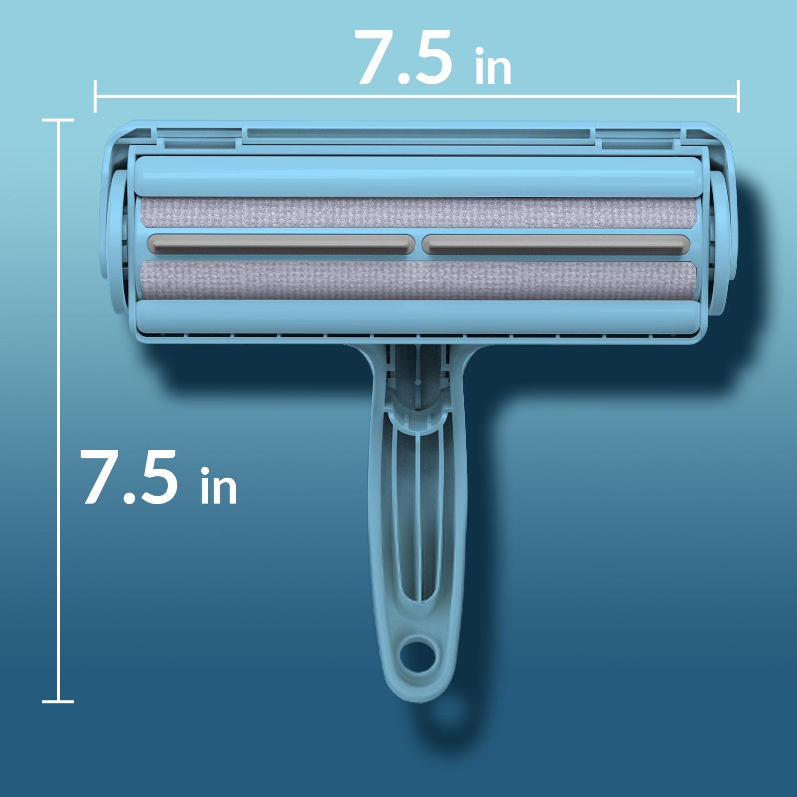 DELOMO Pet Hair Removal Tool on car seat removing fur from fabric.
