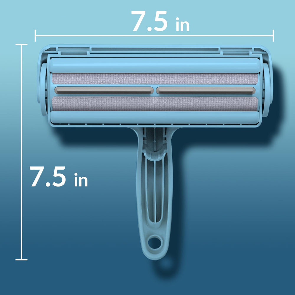 DELOMO Pet Hair Removal Tool on car seat removing fur from fabric.