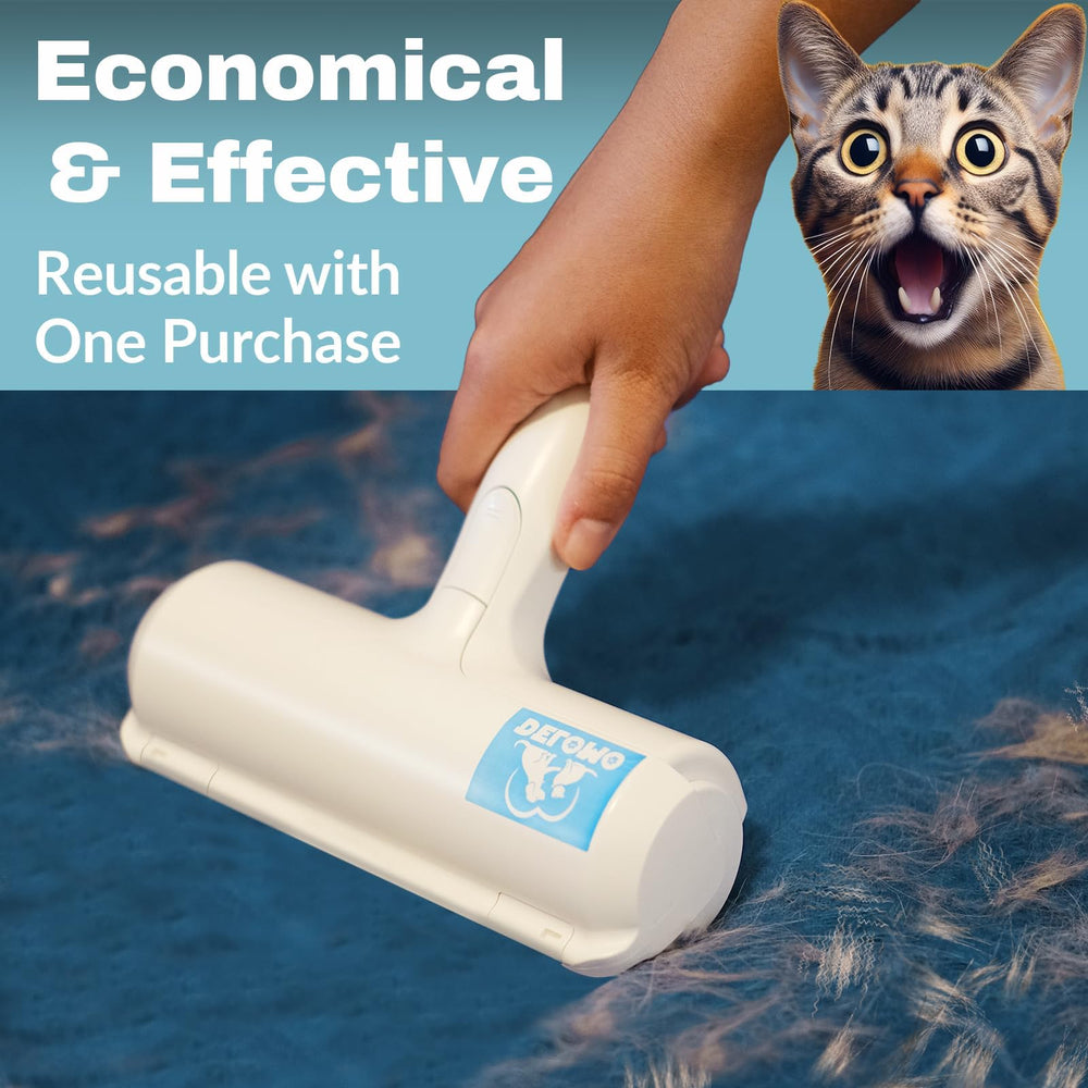 DELOMO Pet Hair Roller close-up shows durable nylon and ABS construction for daily use.
