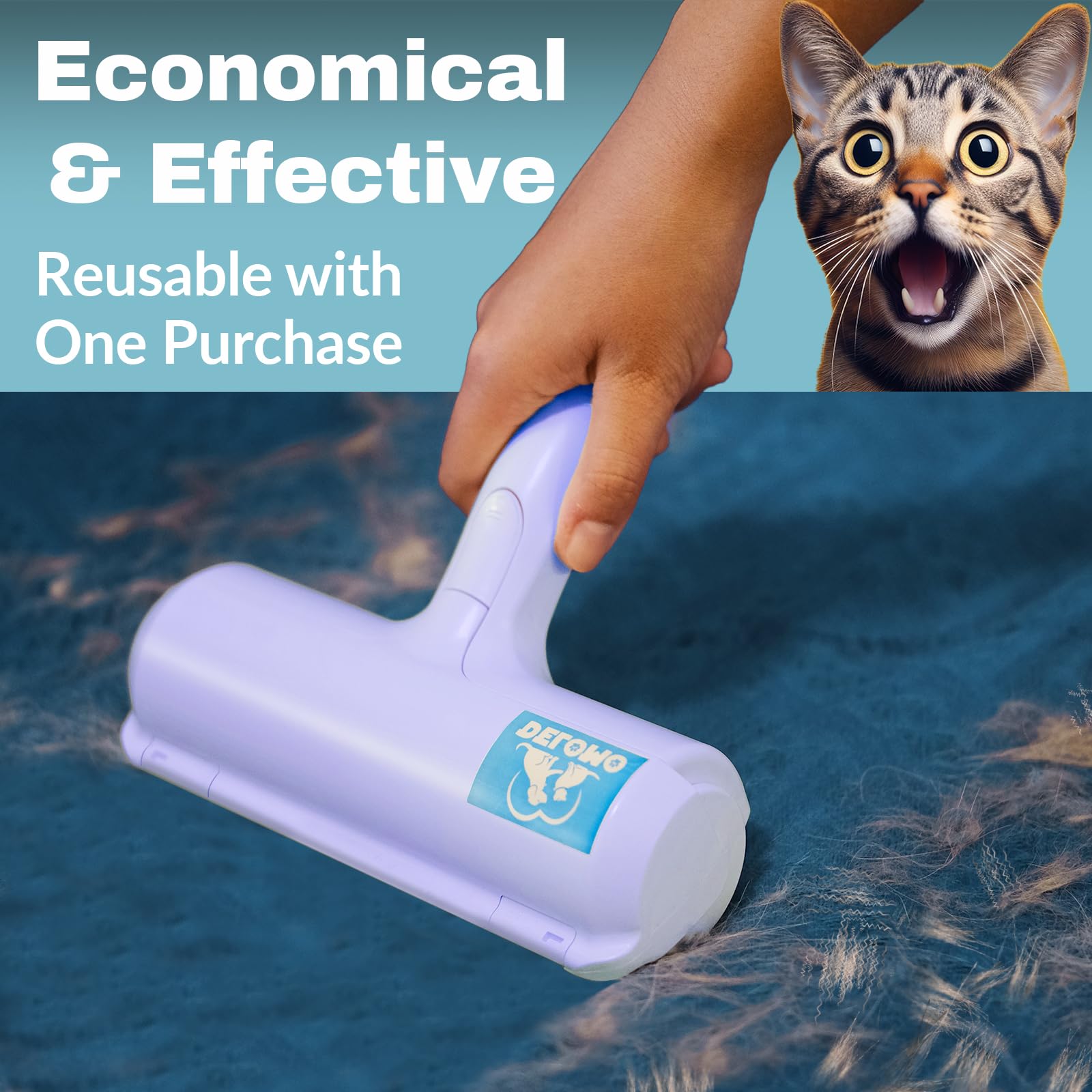 DELOMO Pet Hair Roller with collection bin captures fur for quick disposal