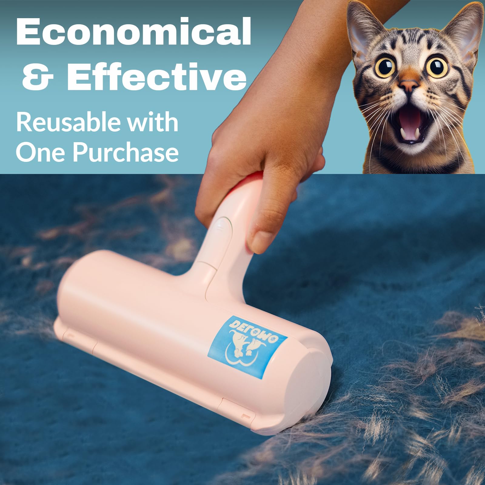 DELOMO Pet Hair Roller durable nylon-ABS build supports daily pet care.