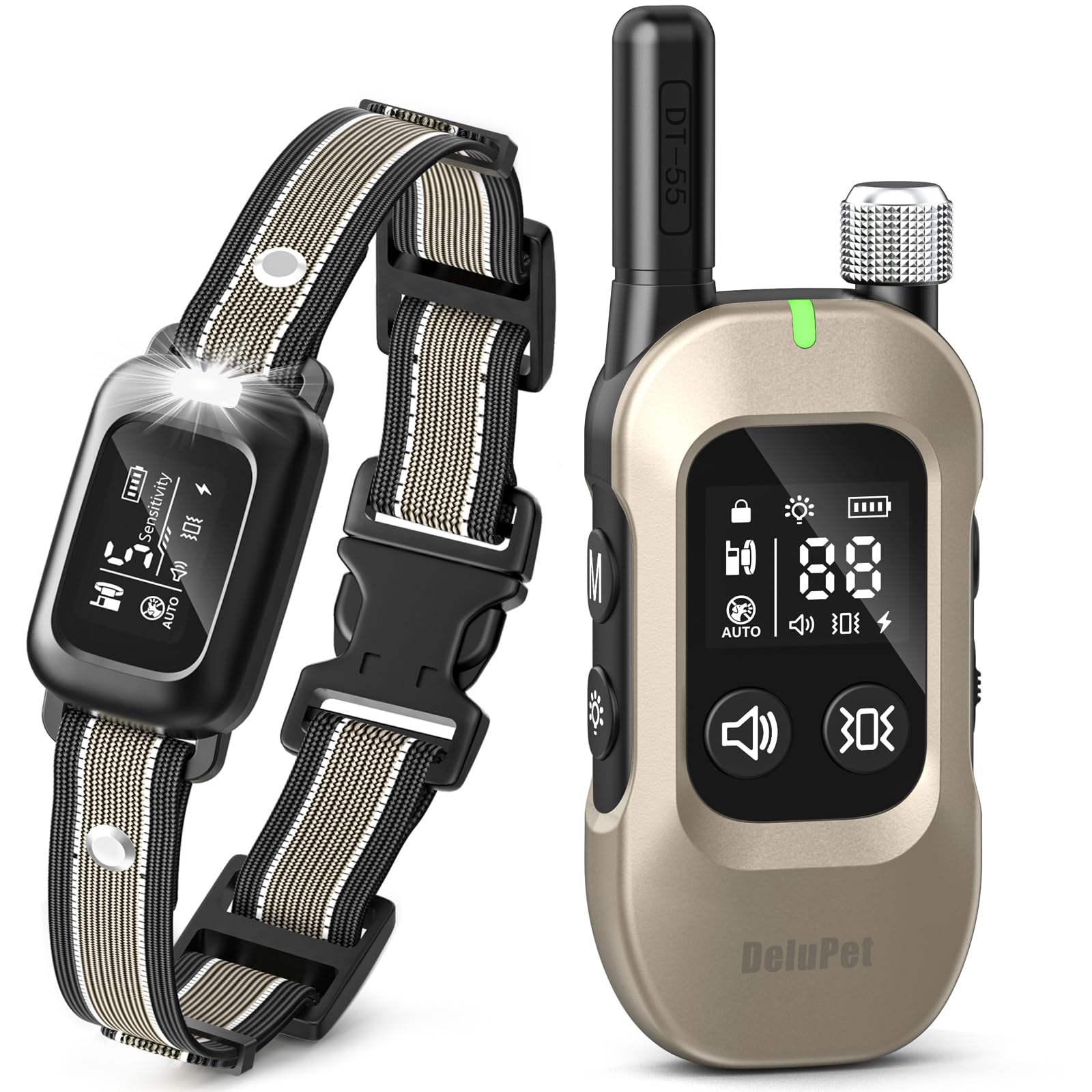 Delupet 2-in-1 bark collar remote demonstrates long-range training in outdoor spaces.