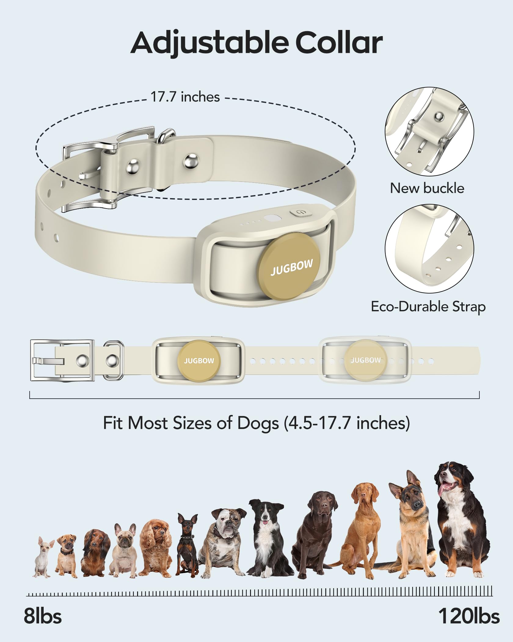 Delupet IPX8 waterproof collar stays functional in rain or water play.