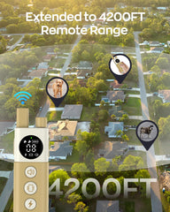 Delupet training modes image shows beep, vibration, and safe shock options.