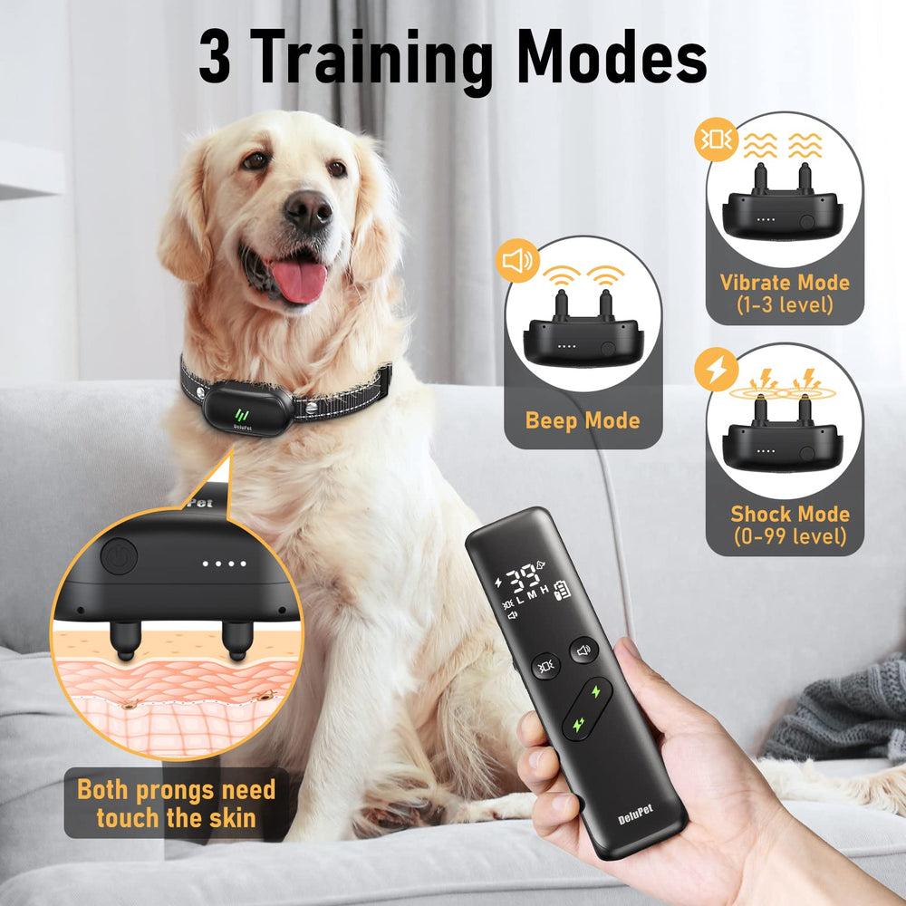 Delupet IPX7 waterproof receiver stands up to rain and splashes during outdoor walks.