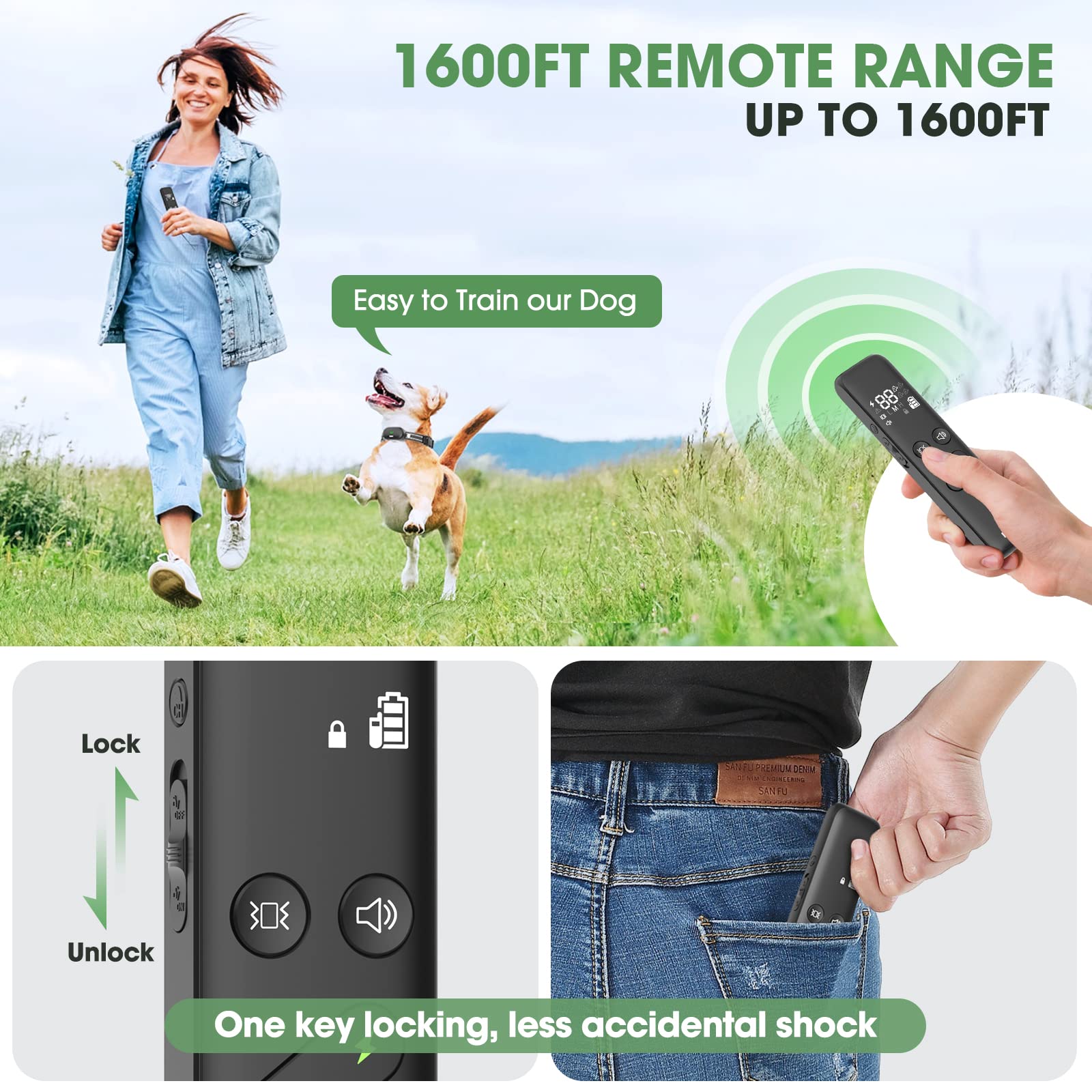 Delupet remote with safety lock helps prevent accidental activations.