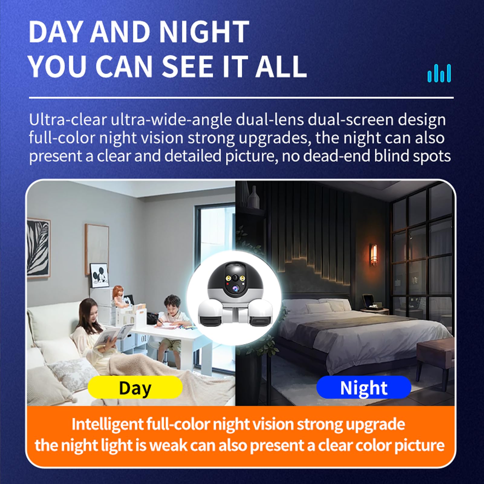 Denash Pet Camera night vision provides clear images in low light.