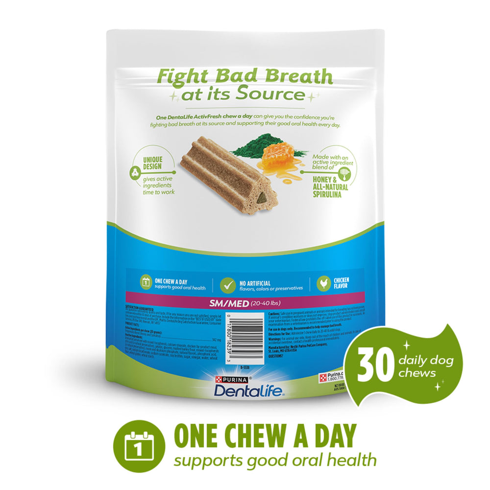 Dentalife ActivFresh breath-freshening chews support daily oral care routines.