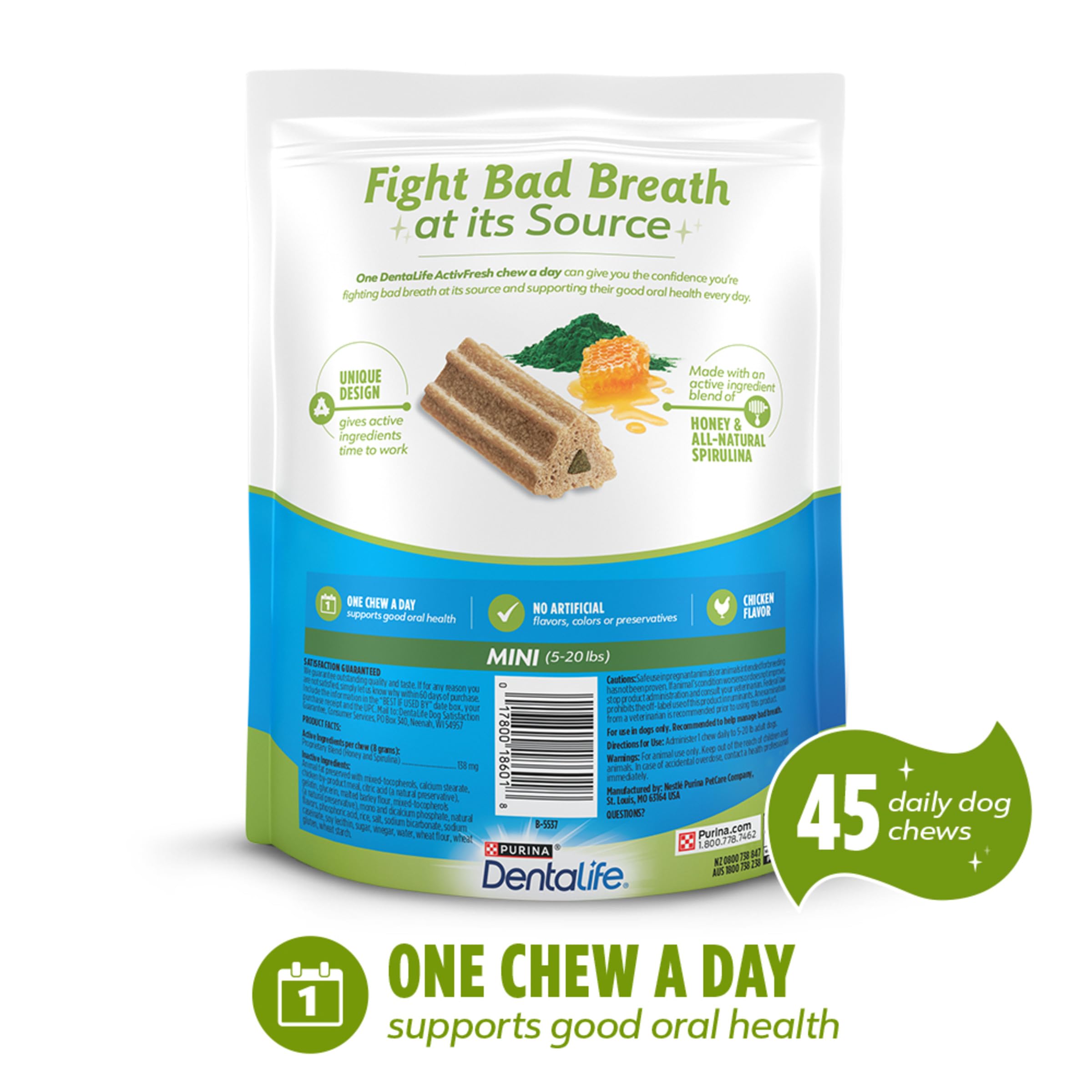 DentalLife ActivFresh honey and spirulina ingredients highlight flavor and texture