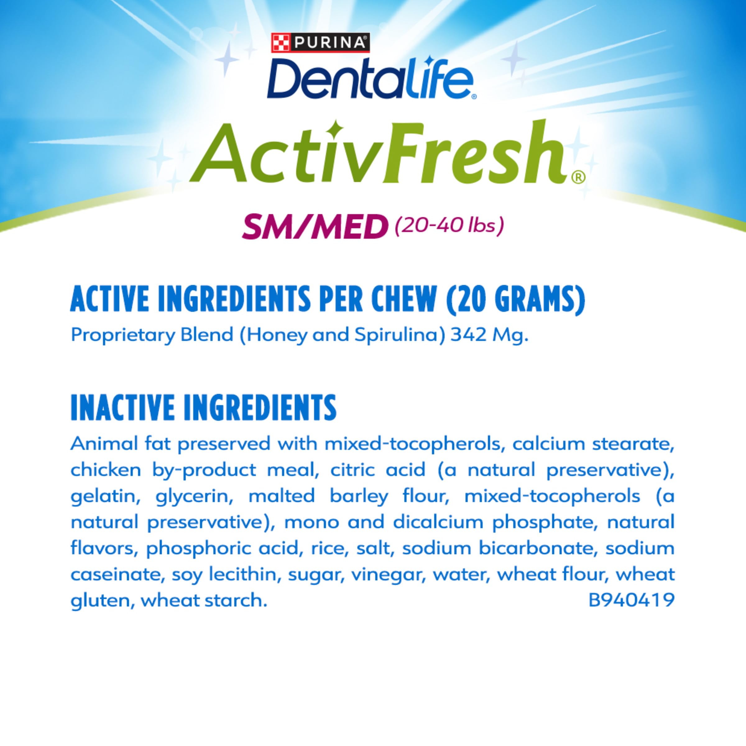 Dentalife ActivFresh for small to medium dogs weighing 20-40 pounds.