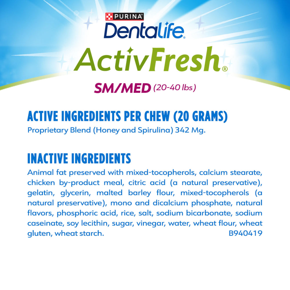 Dentalife ActivFresh for small to medium dogs weighing 20-40 pounds.