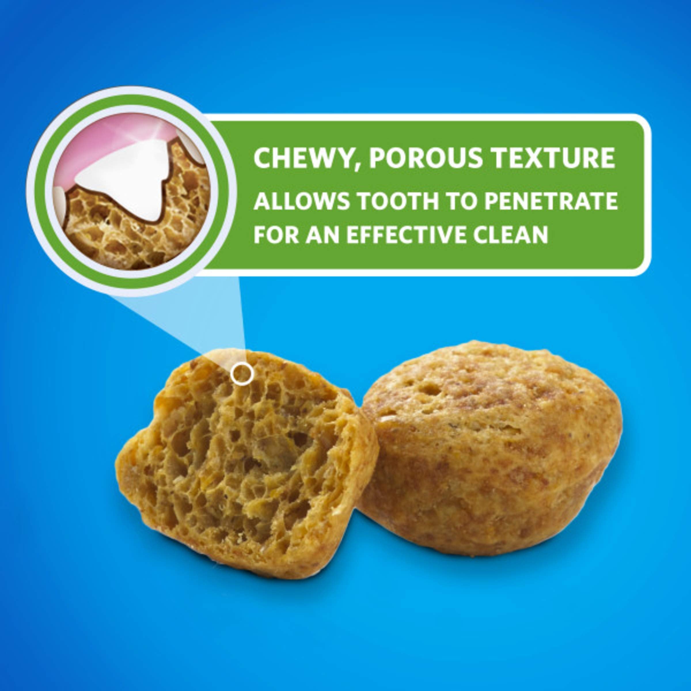 Dentalife clean-all-sides closeup shows the treat cleaning teeth from multiple angles