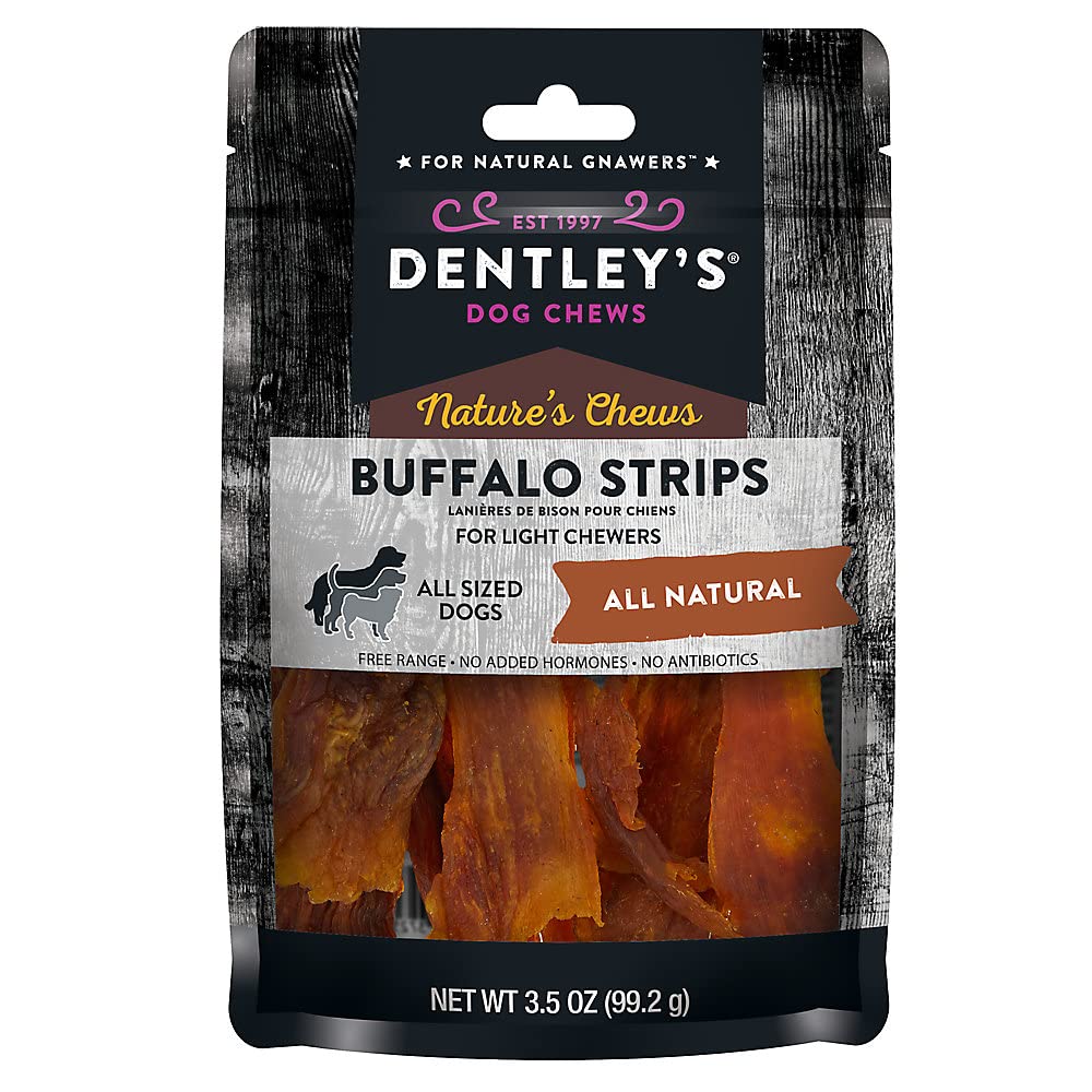 DENTLEY'S Nature's Chews Buffalo Strips pack offers long-lasting flavor for dogs' enjoyment