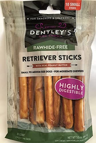 Dentley rawhide-free chews offer a digestible option for moderate chewers.