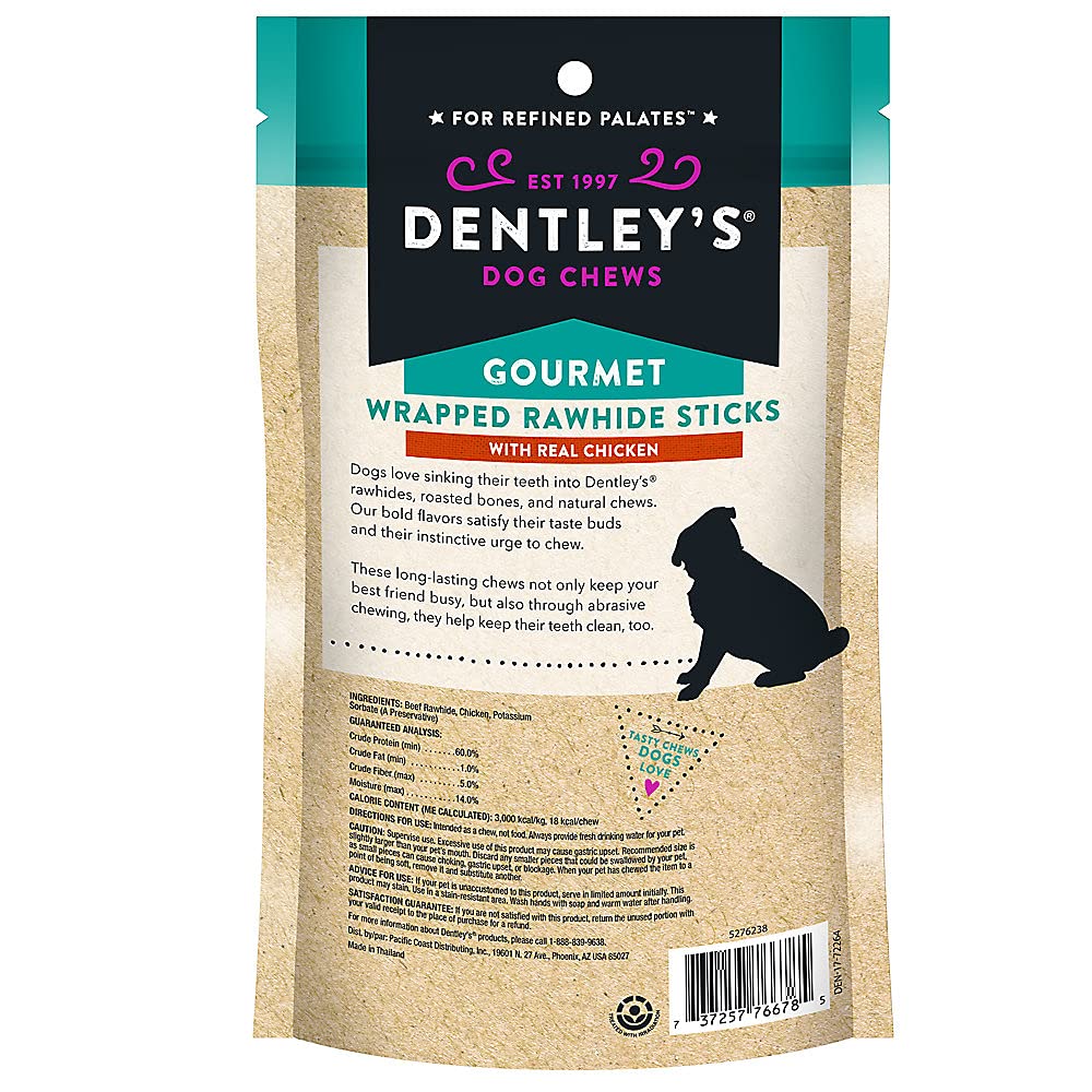 Dentley's Rawhide Twists small chicken chew close-up emphasizes flavor and engagement.