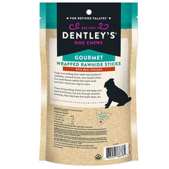 Dentley's Rawhide Twists small chicken chew close-up emphasizes flavor and engagement.