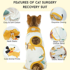 DENTRUN cat recovery suit abdomen cut adjustable ensures comfortable fit for different body shapes.
