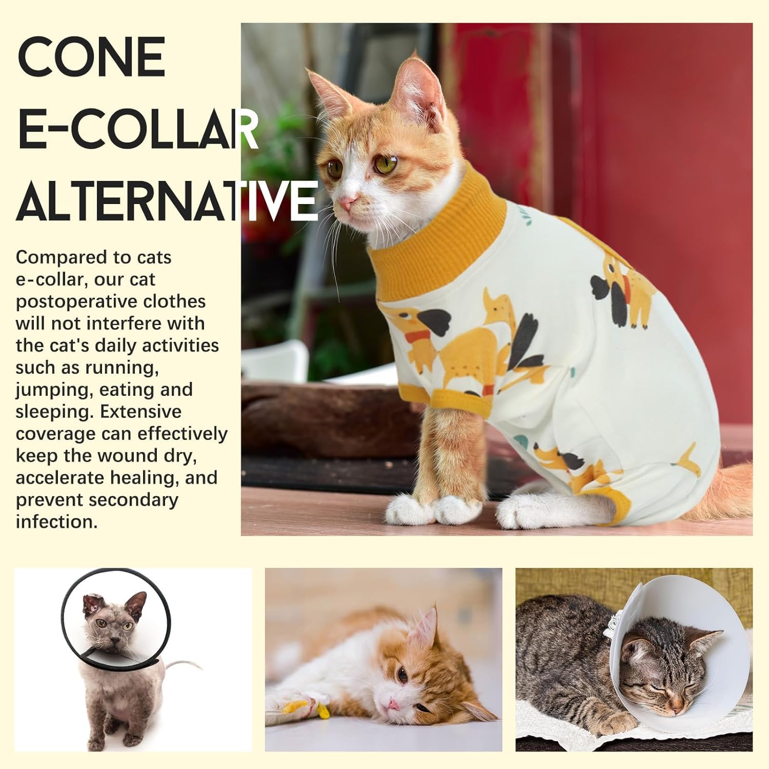 DENTRUN cat recovery suit full-coverage ensures comprehensive protection without irritating the skin.