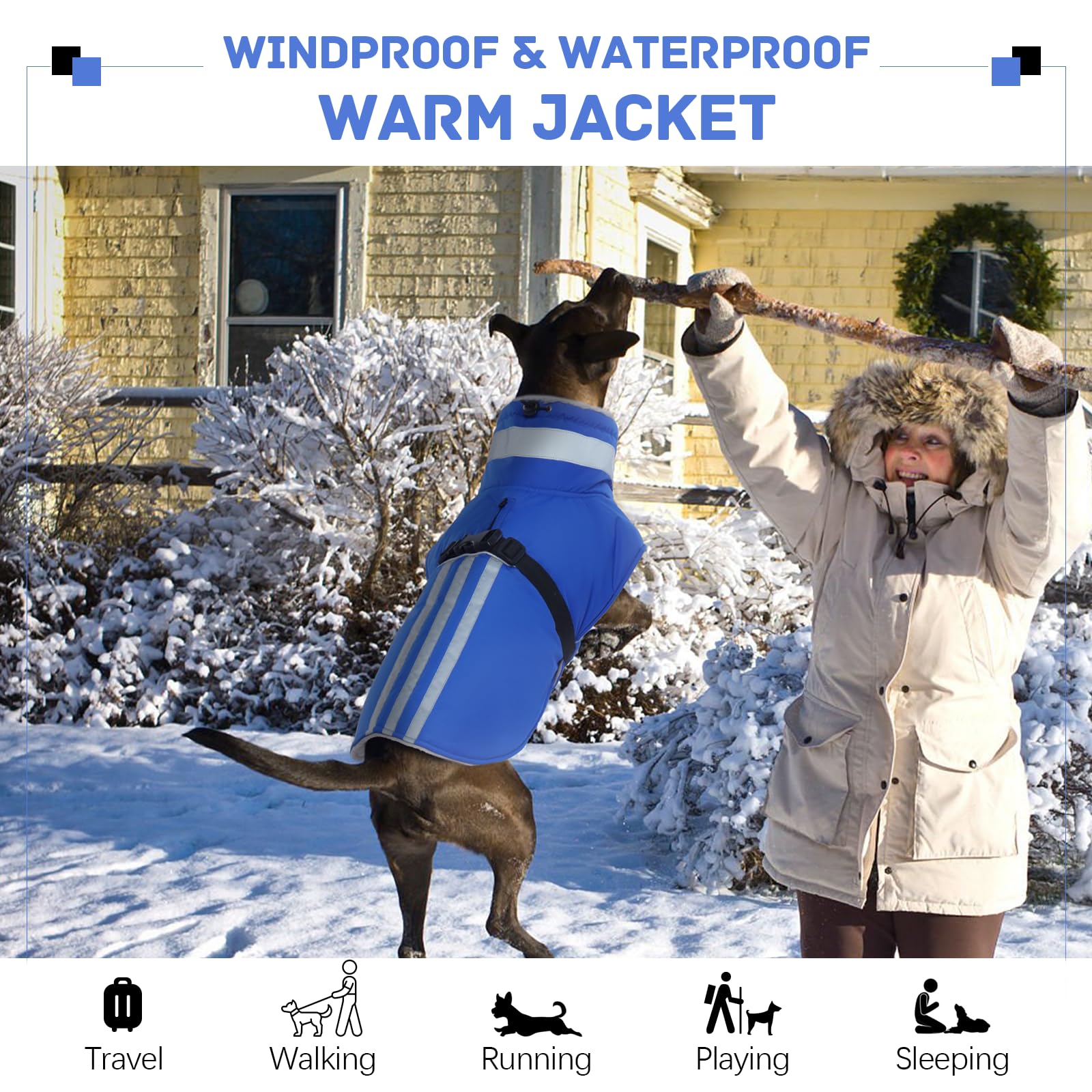 DENTRUN extended-tail coverage winter coat keeping hind area warmer
