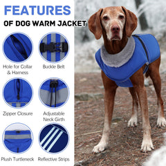 DENTRUN fleece-lined thermal dog jacket offers cozy insulation for cold-weather walks.