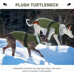 DENTRUN Dog Winter Coat with Turtleneck close-up on cozy fleece collar.