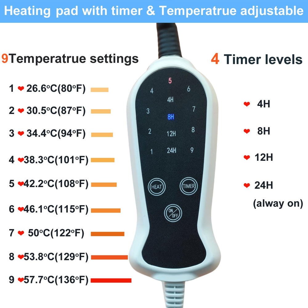 DEOMAN pet heating pad 24h continuous mode for persistent warmth.