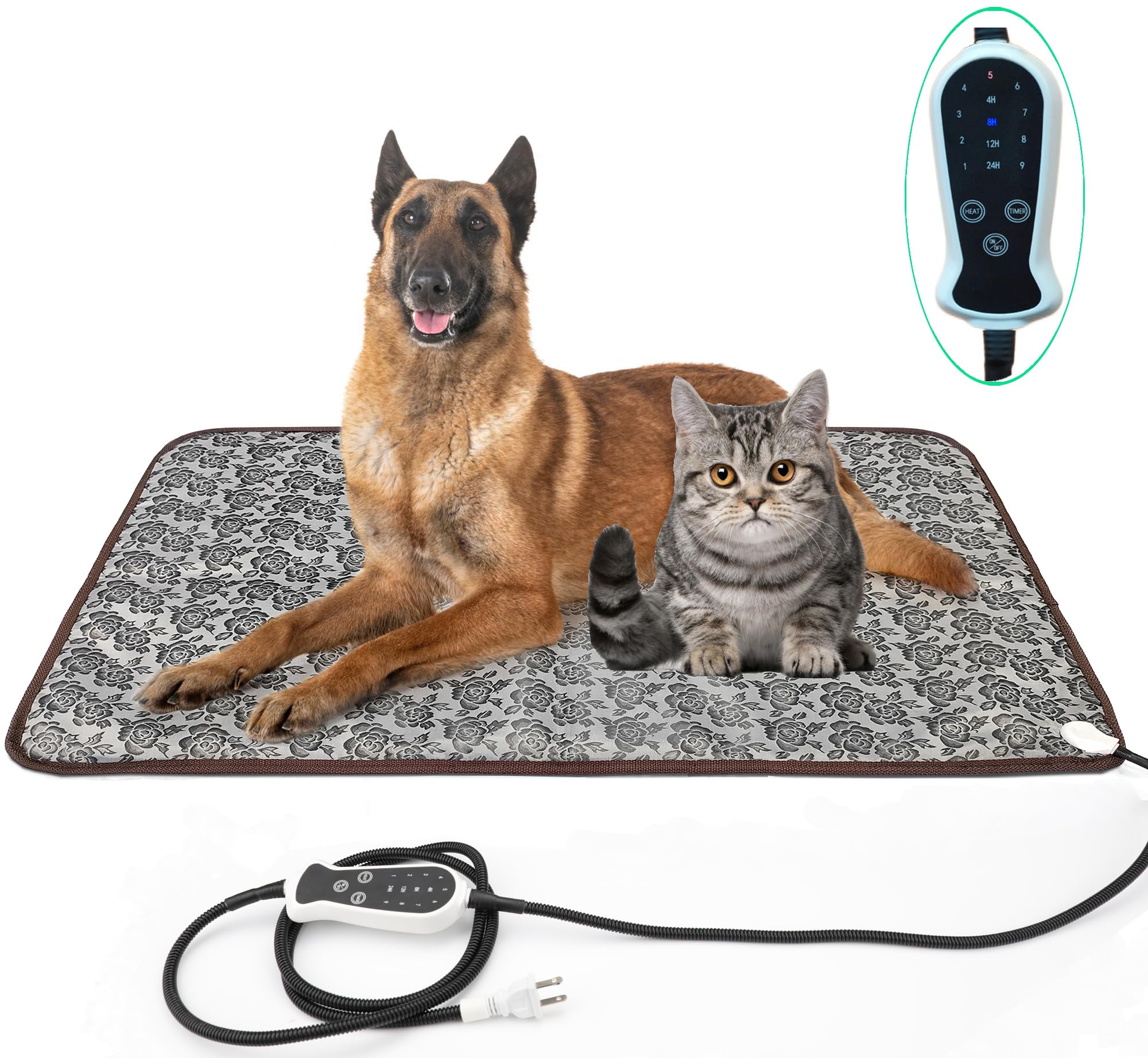 DEOMAN pet heating pad with digital display offers precise warmth for cozy naps.