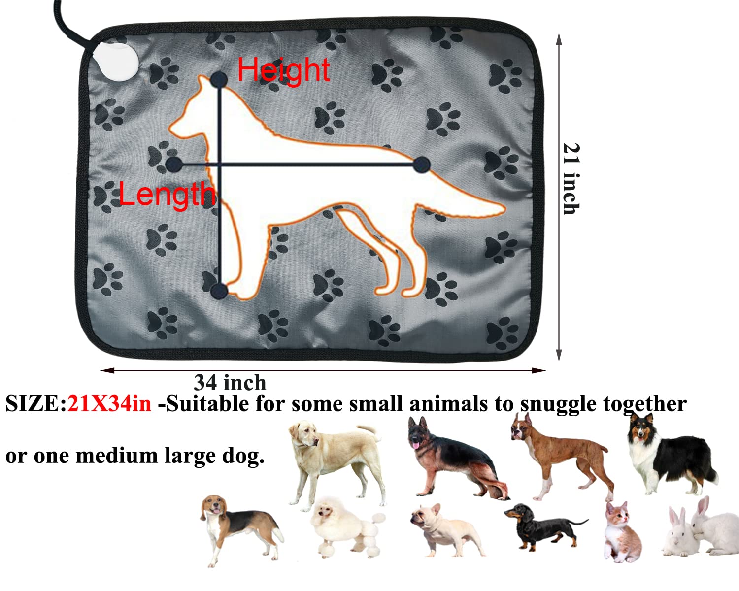 DEOMAN pet heating pad on dog bed usage supports chilly evenings.