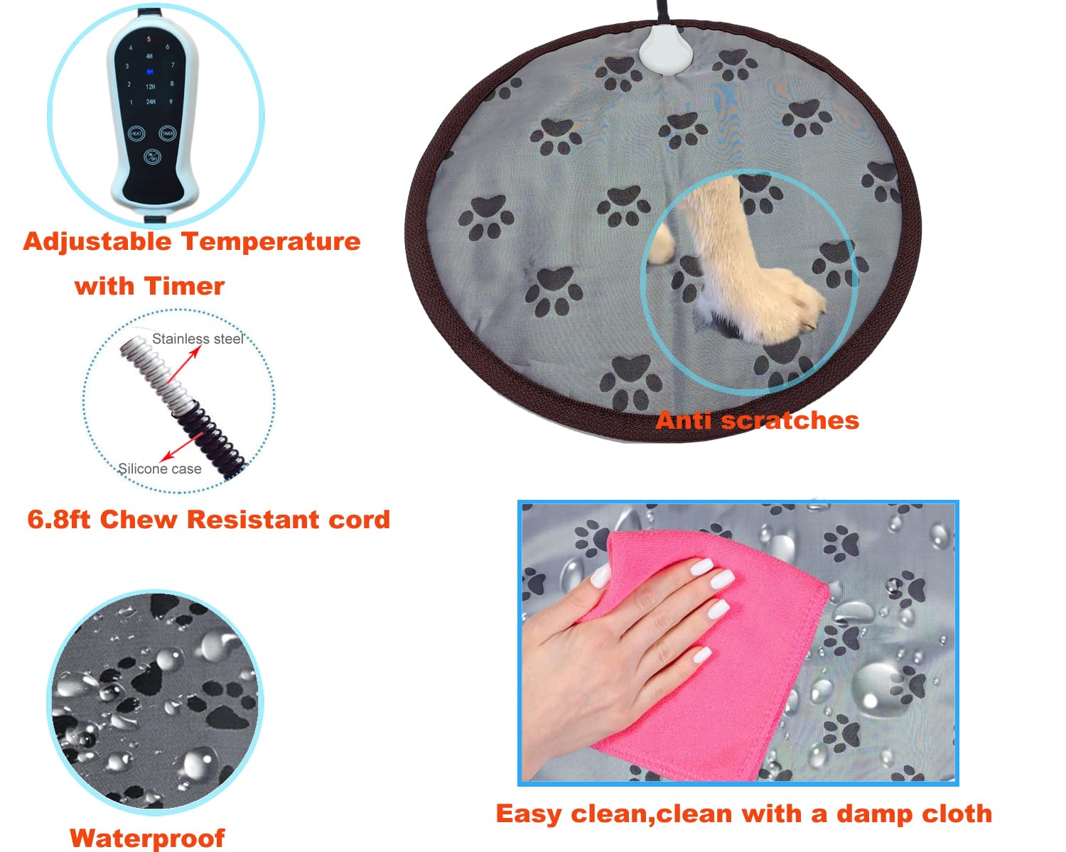 DEOMAN pet heating pad waterproof surface aids quick cleanup after spills