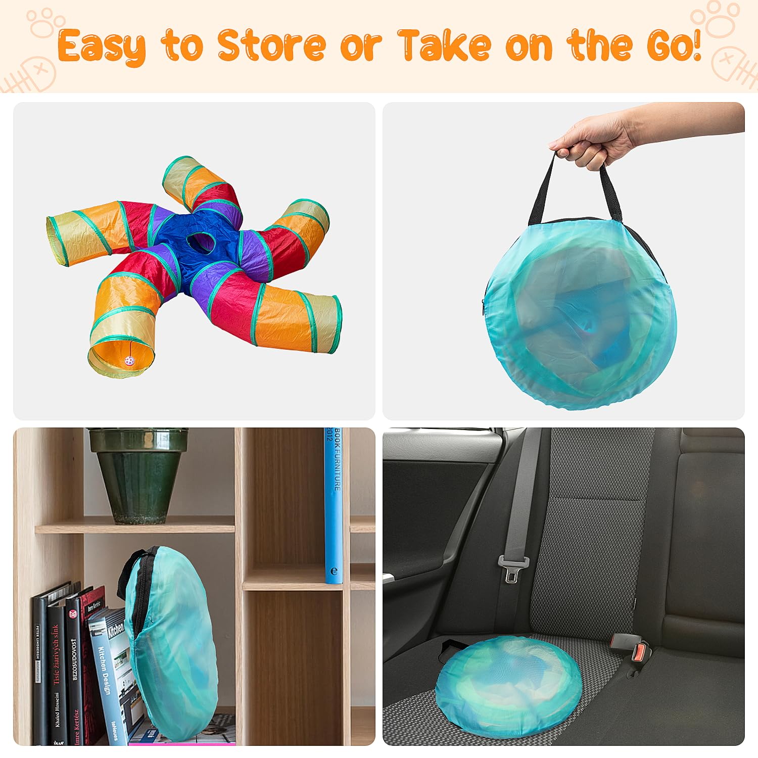 Depets cat tunnel made of tear-resistant material for durability.