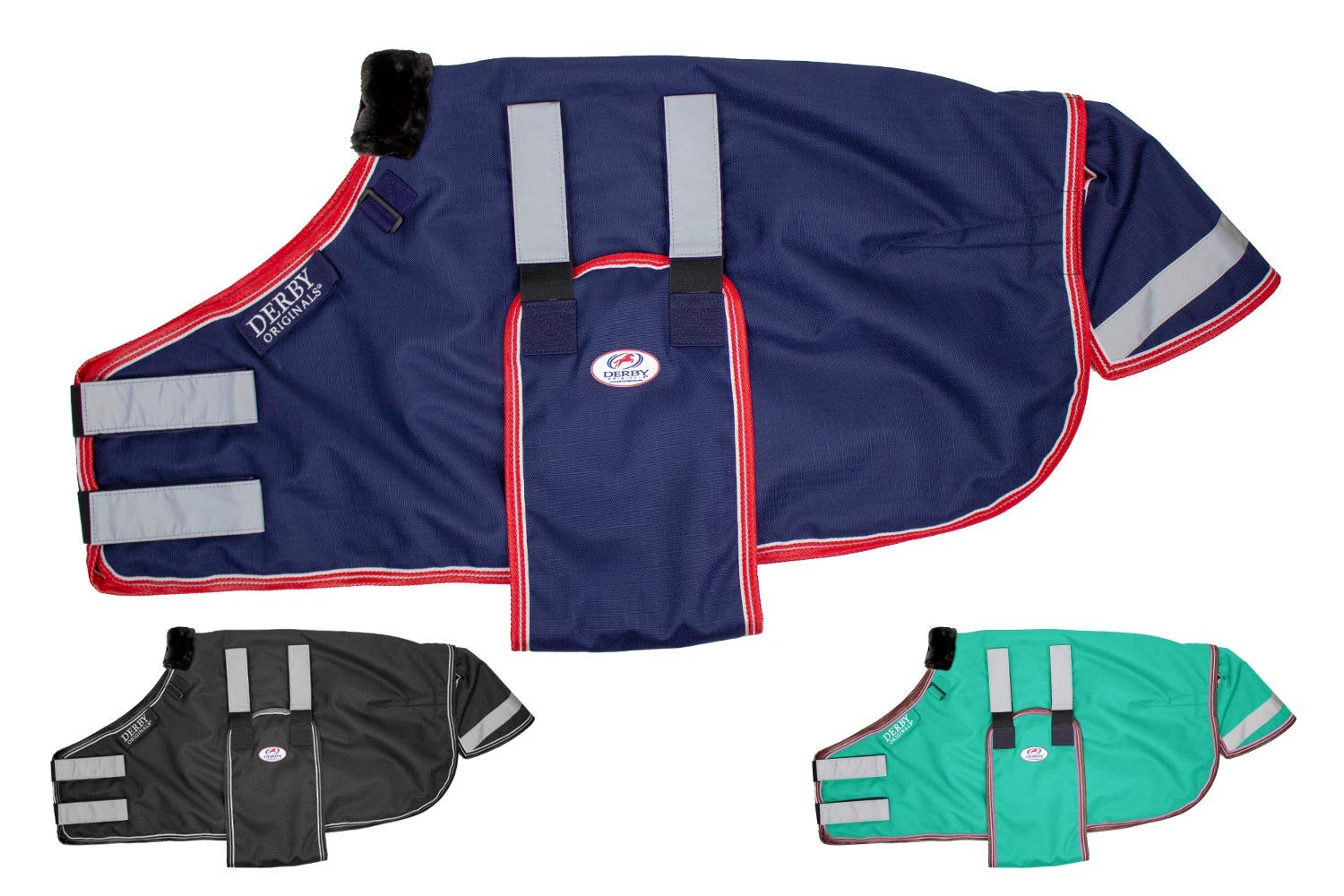 Derby Originals foal blanket front view with reflective safety features