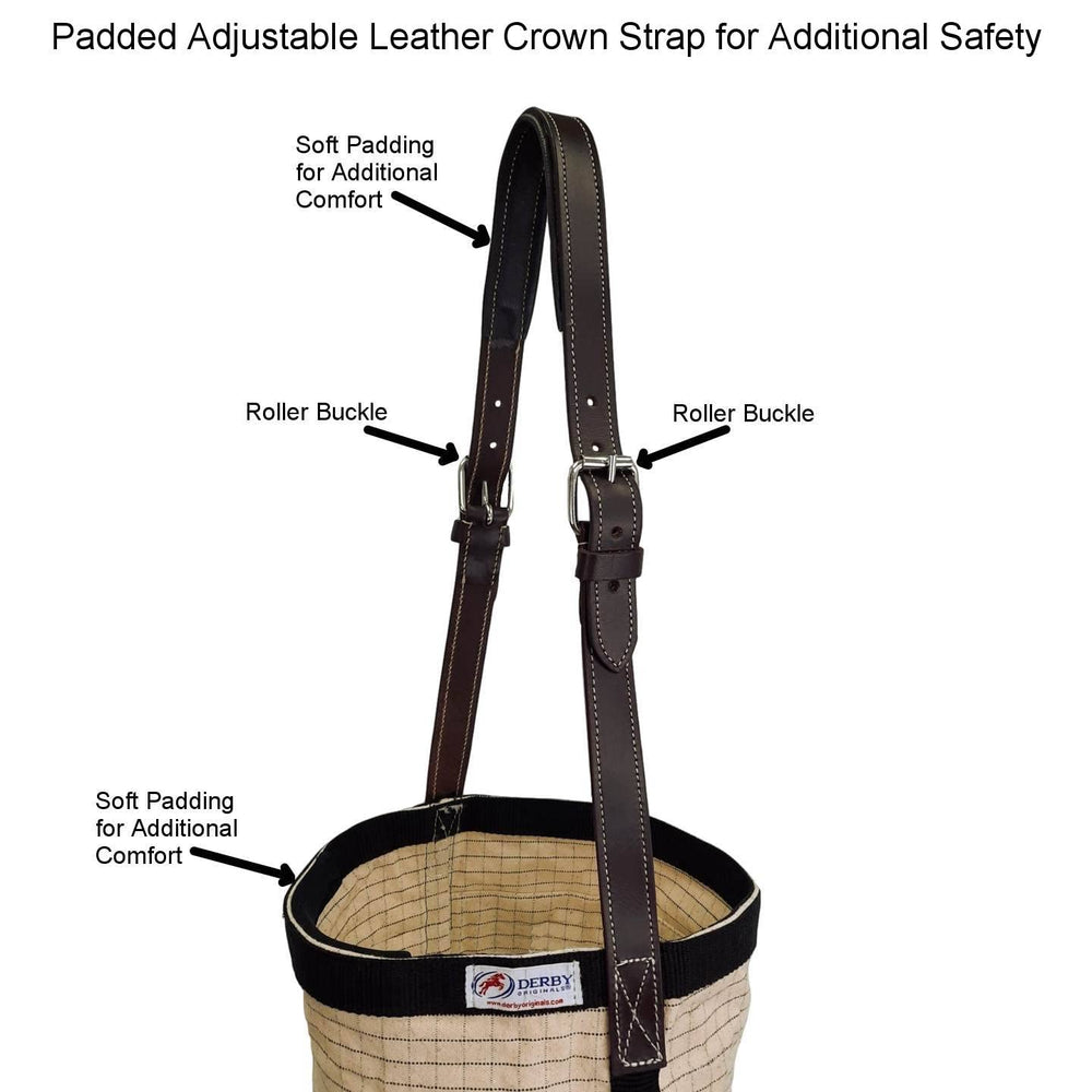 Derby Originals padded noseband close-up highlighting comfort during meals.