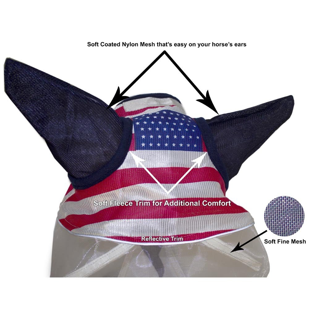 Derby Originals Reflective Safety Fly Mask with ears for secure, pest-free protection around ears