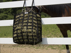 Derby Originals Supreme Four Sided Hay Bag rectangular openings closeup demonstrates slow-feed design reducing waste