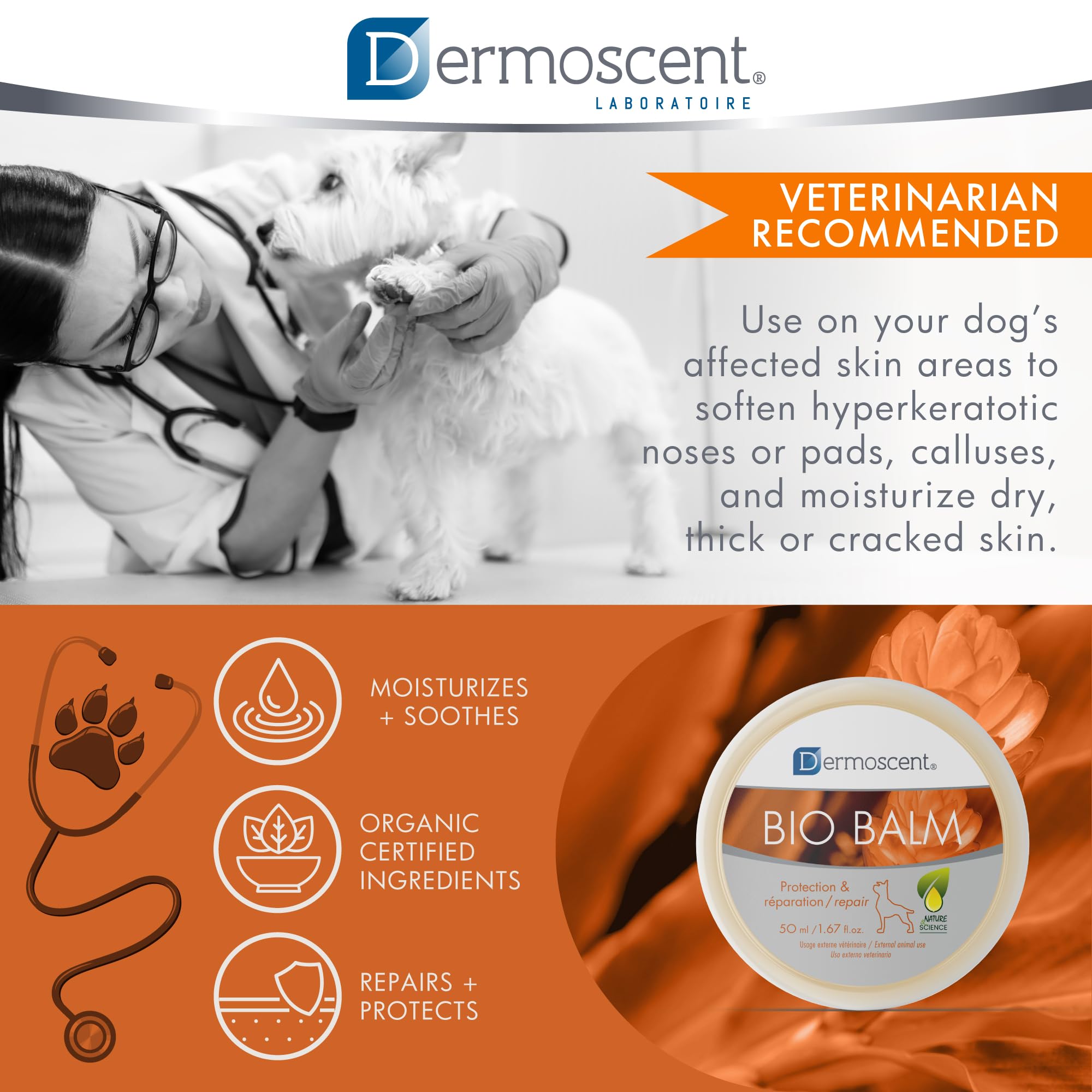 Dermoscent Bio Balm waterproof-protection suggests outdoor-proof paw care.