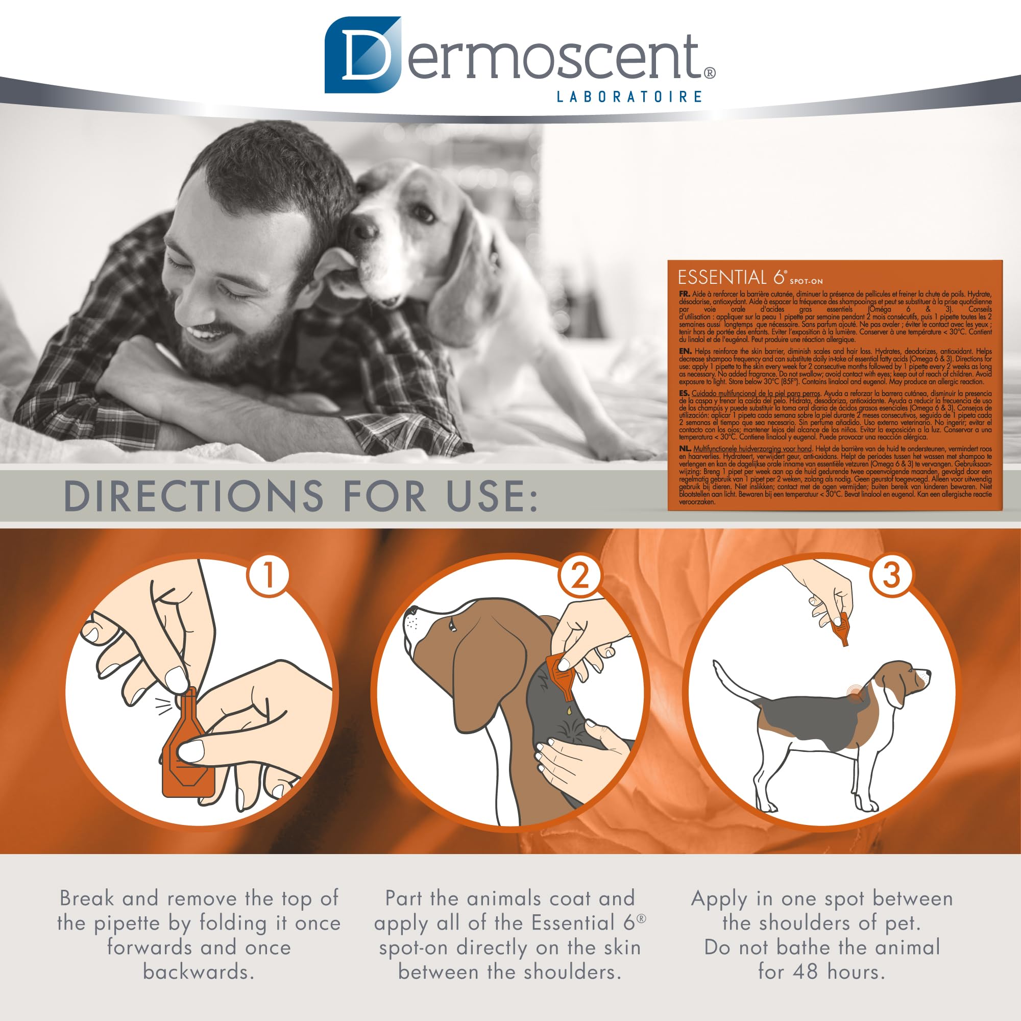 Dermoscent Essential 6 herbal fresh scent released by formula.