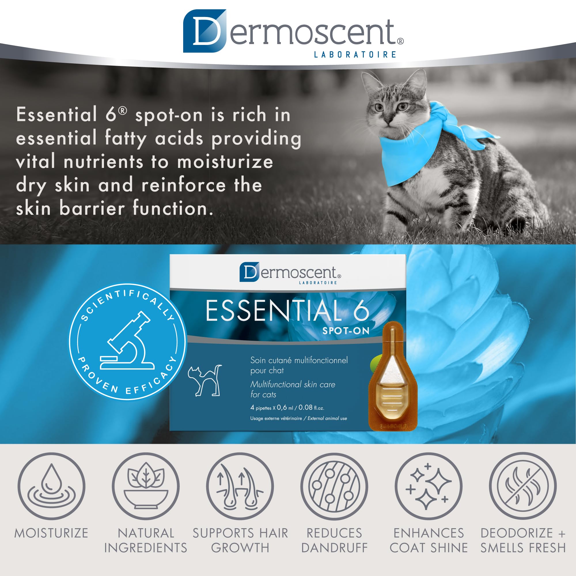 Dermoscent Essential 6 hydration-boost suggests moisturized, balanced skin
