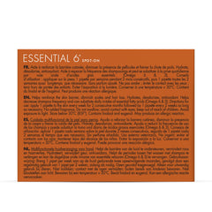 Dermoscent Essential 6 natural ingredients oils bottle shows skin-supporting formula.