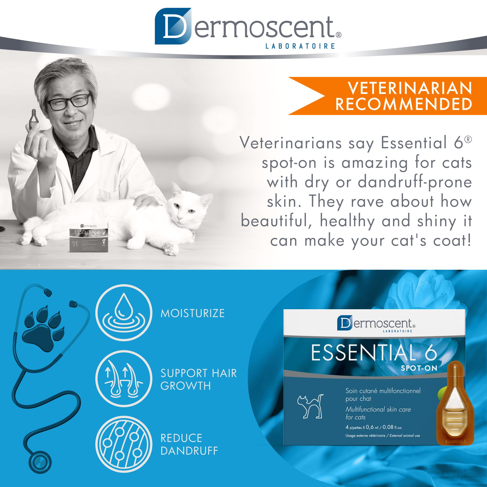 Dermoscent Essential 6 pet-skin-relief conveys gentle comfort during care
