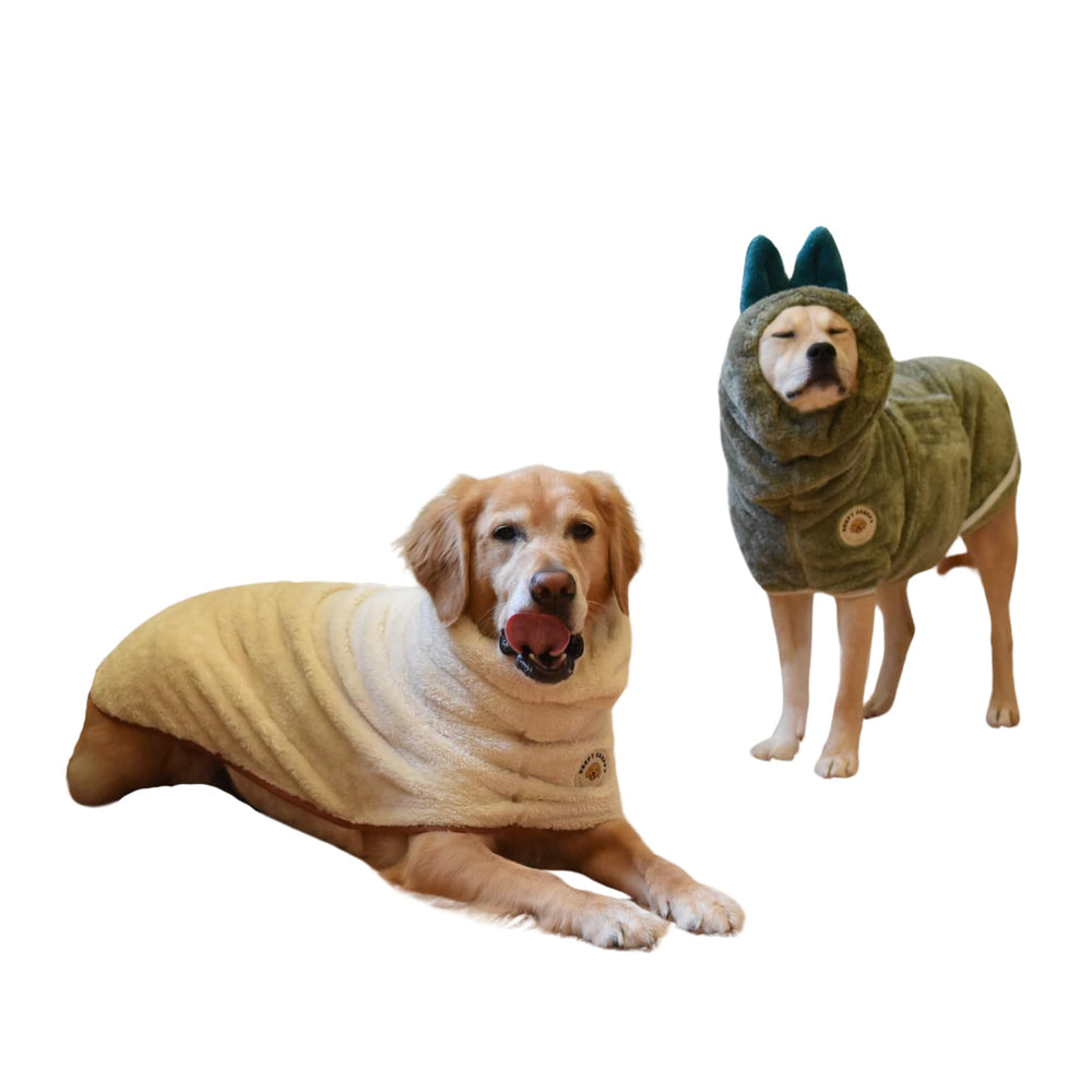 DERPYCHAPPY fast-drying microfiber reduces chill after baths and swims.