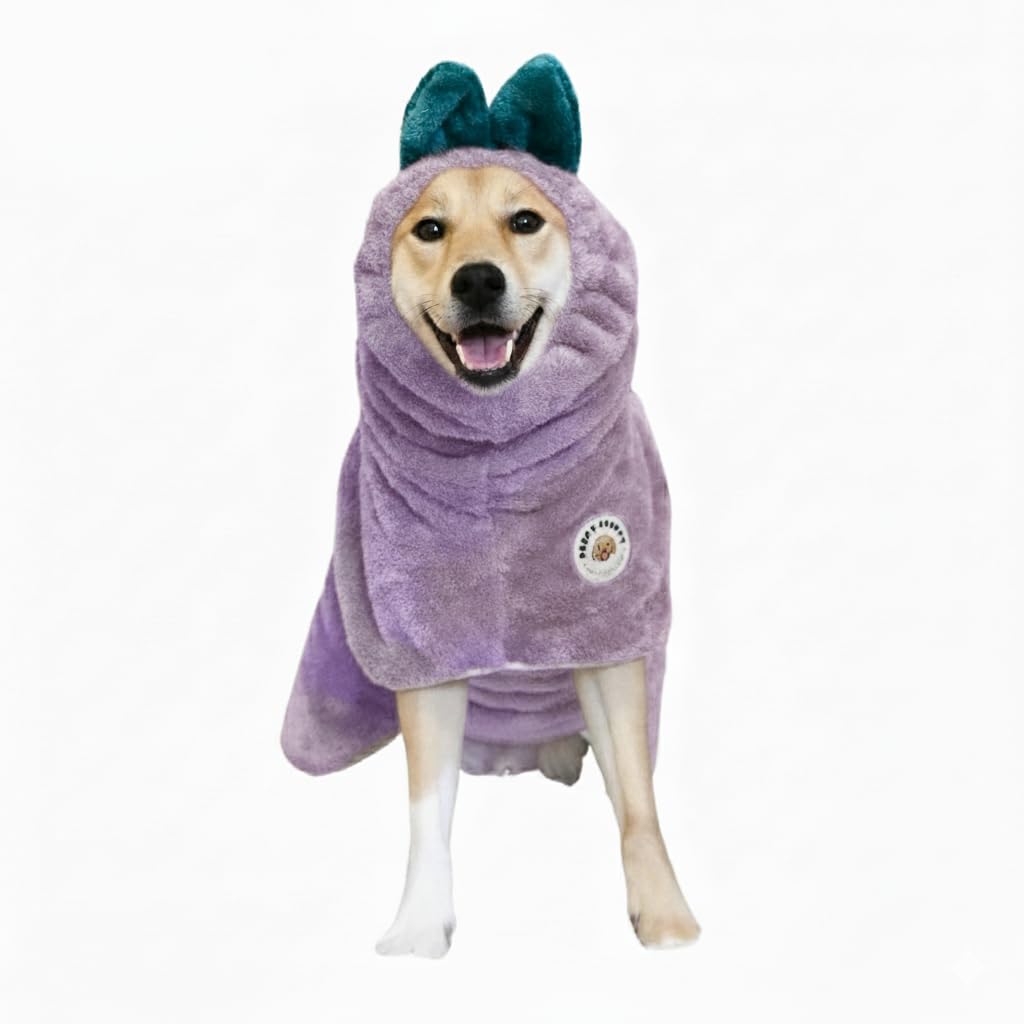 DERPYCHAPPY premium dog towel robe with secure Velcro strap for snug post-bath drying.