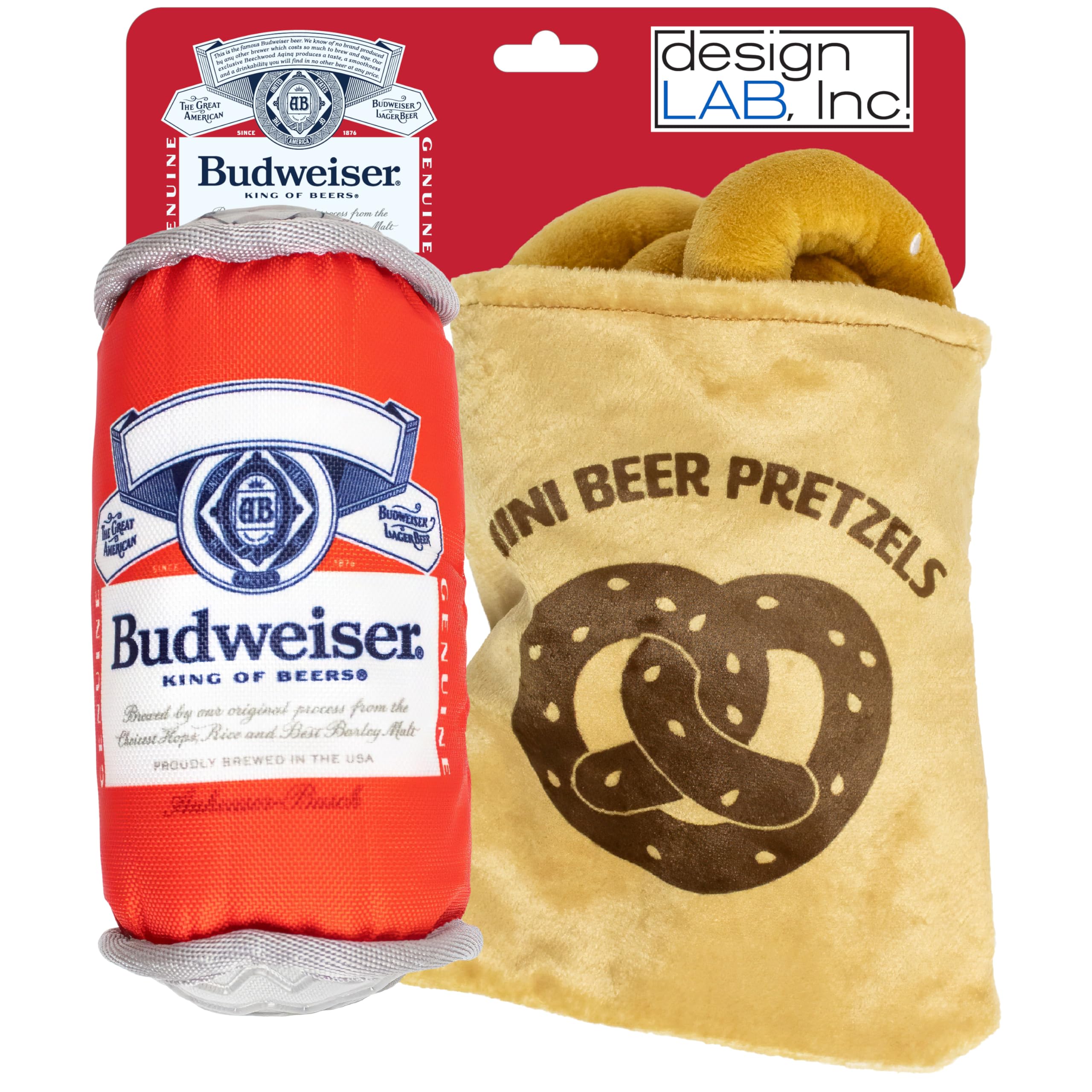 Design Lab Budweiser beer can toy ideal for fetch and chew sessions.