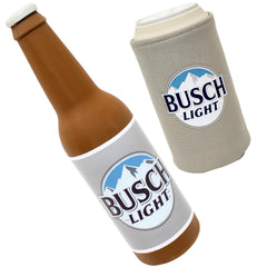 design-lab-busch-light-dog-toy-bottle-squeaker boosts playtime and fetch