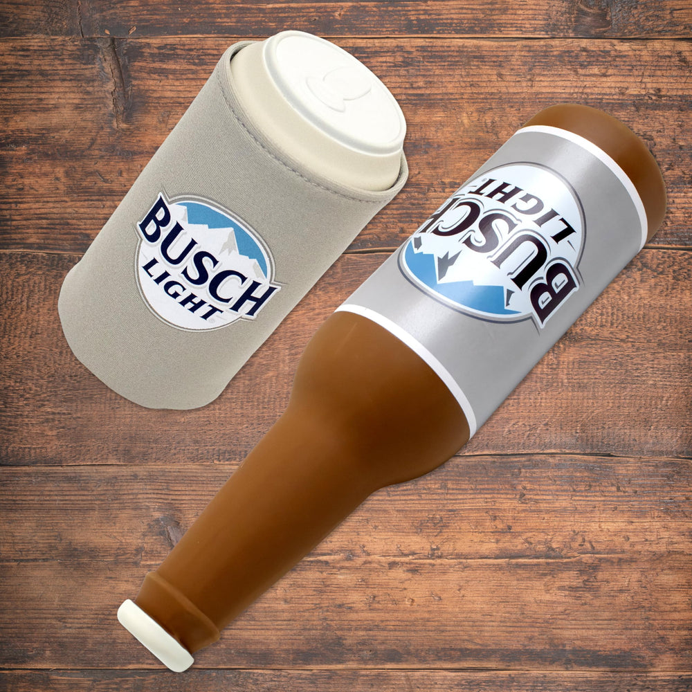 design-lab-busch-light-drink-cozy provides grip and cozy comfort for bottle play