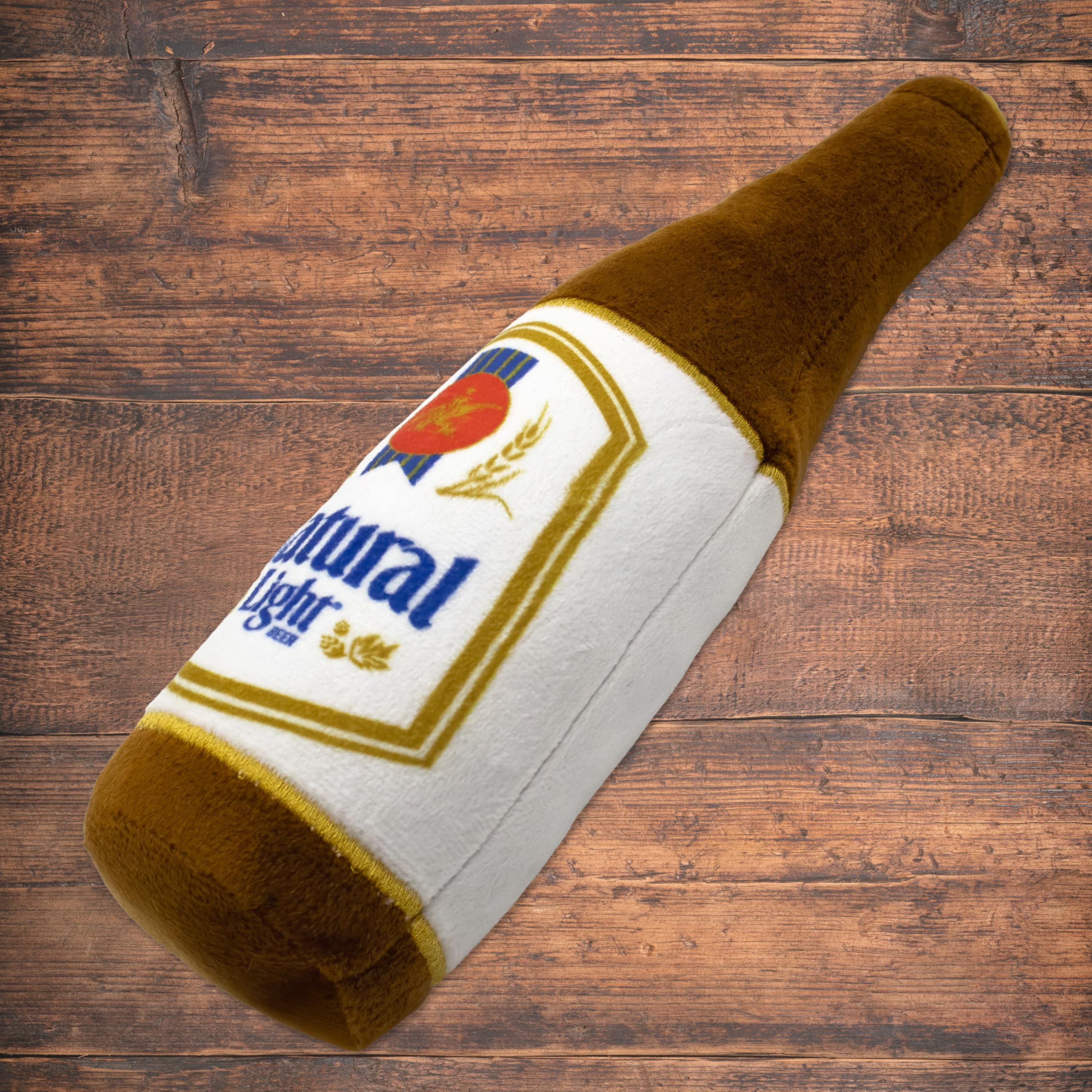 design LAB, Inc. Natural Light beer dog toy soft plush closeup for gentle chewing
