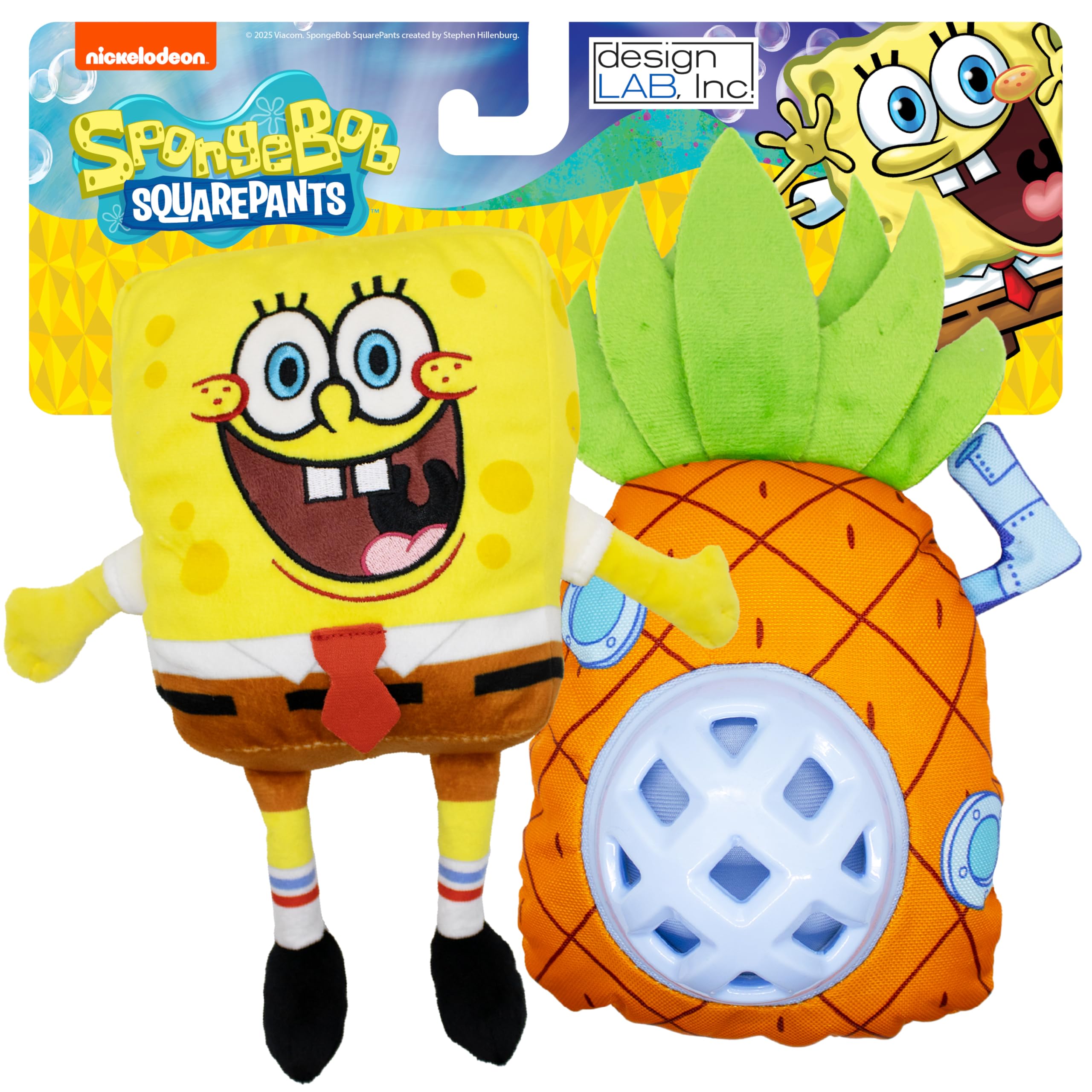 design LAB SpongeBob plush dog toy for interactive play