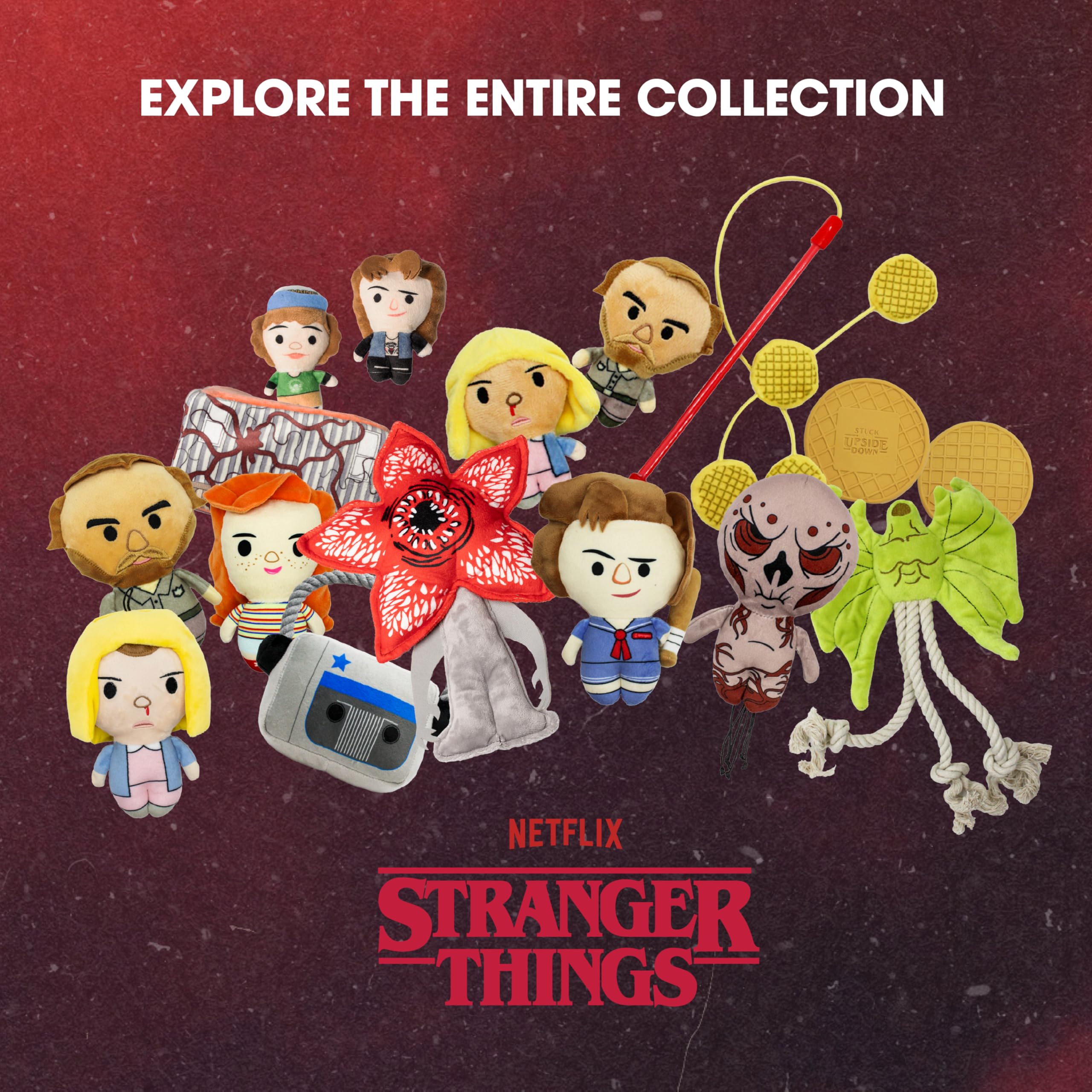 design LAB Stranger Things gift-ready plush toy set for fans and pets.