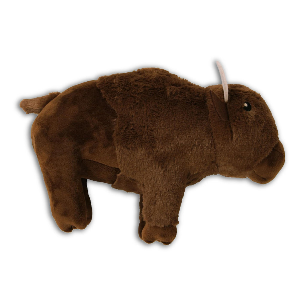 design LAB Yellowstone bison plush toy side view for soft, comforting dog playtime