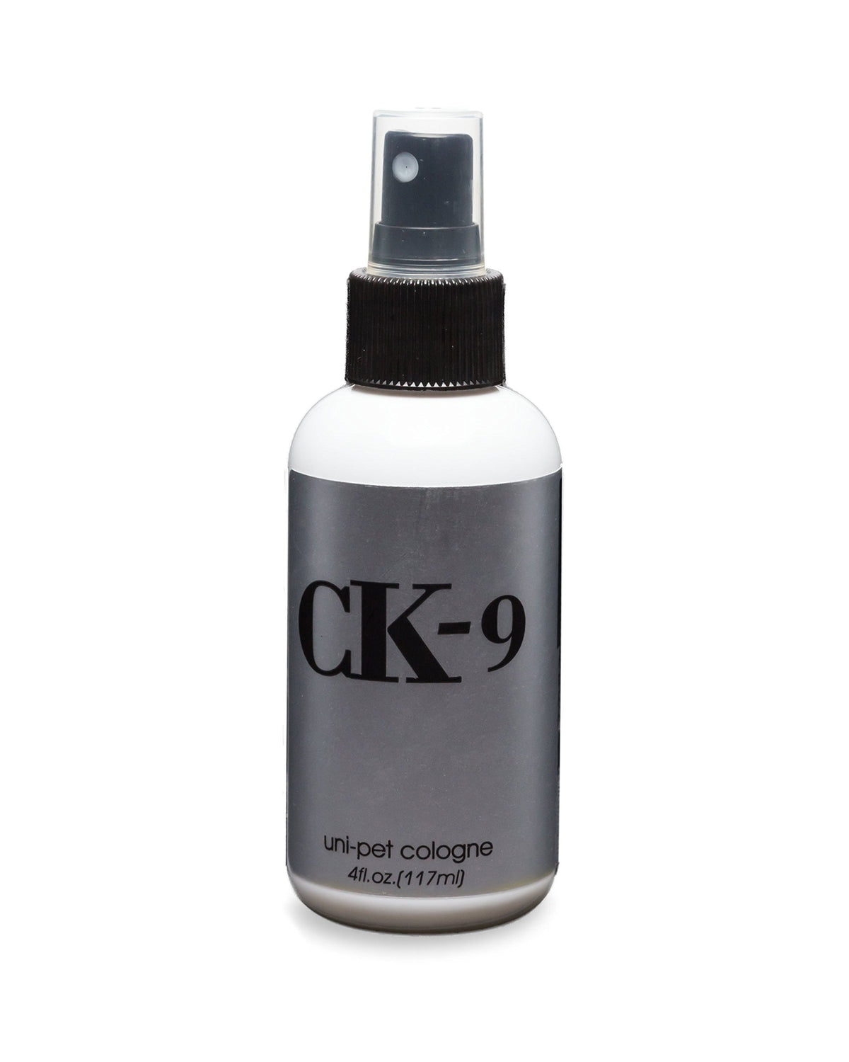 Designer Doggie CK-9 cologne bottle, long-lasting scent for fresh-smelling dogs between baths.